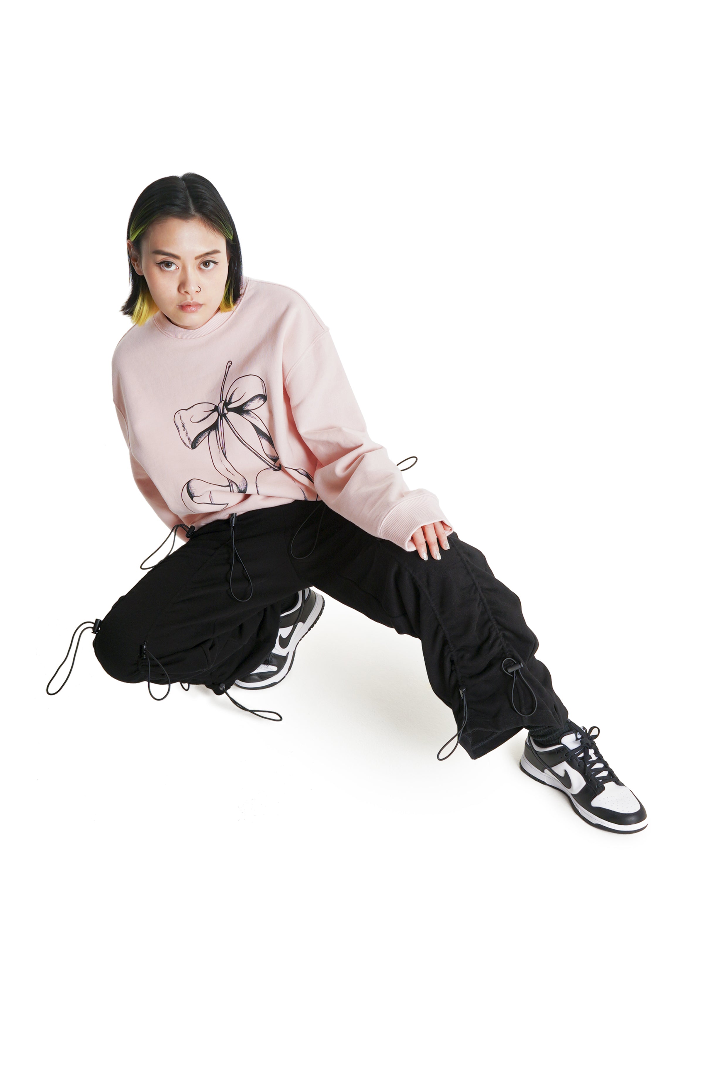 Faded Pink Ribbon Cherry Cotton Sweatshirt