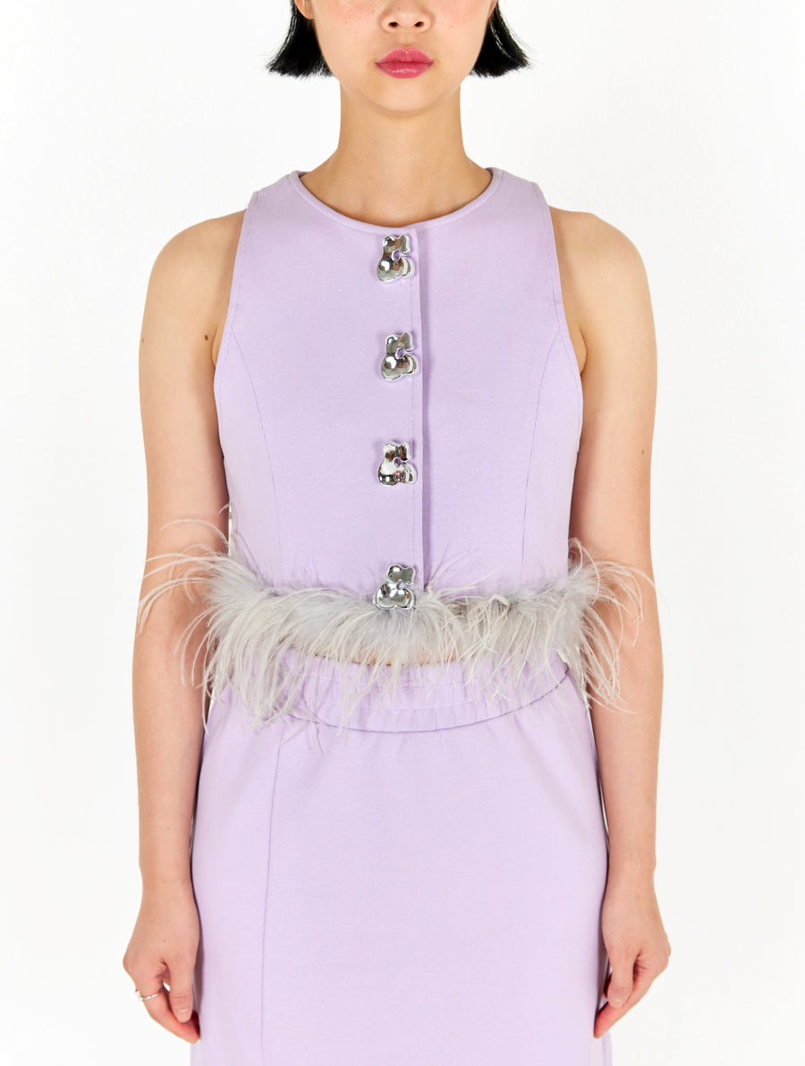 Purple Cotton Feather Waistcoat