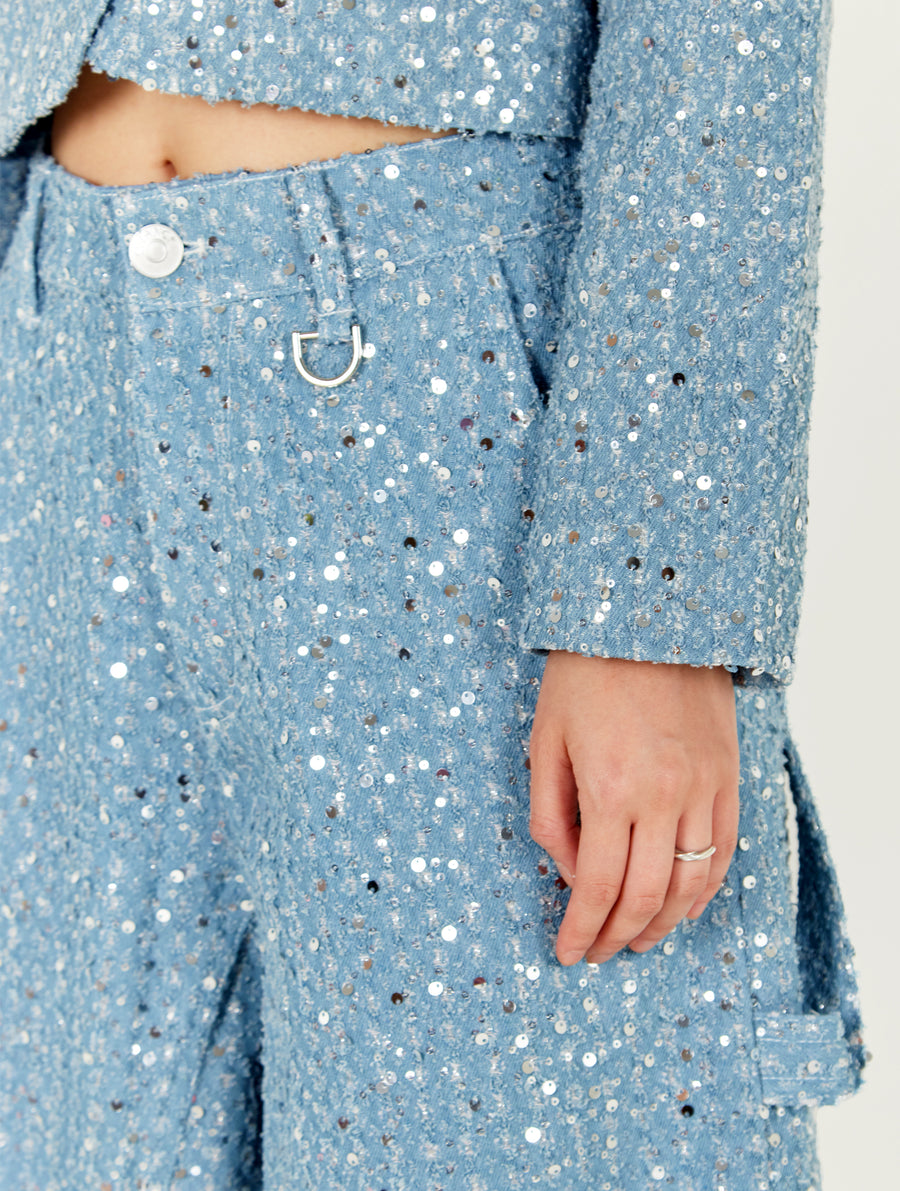 Blue Sparkling Wide Trousers