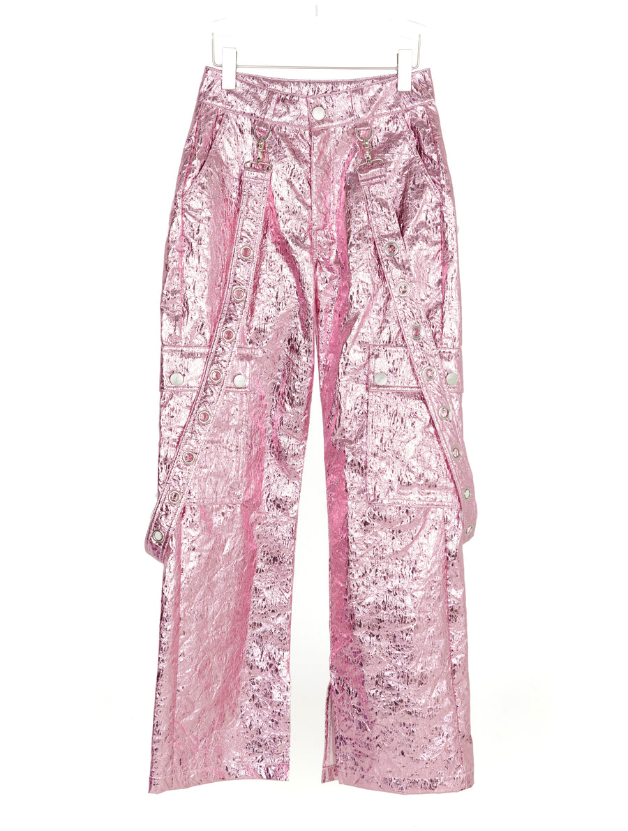 Pink Metallic Cargo Trousers