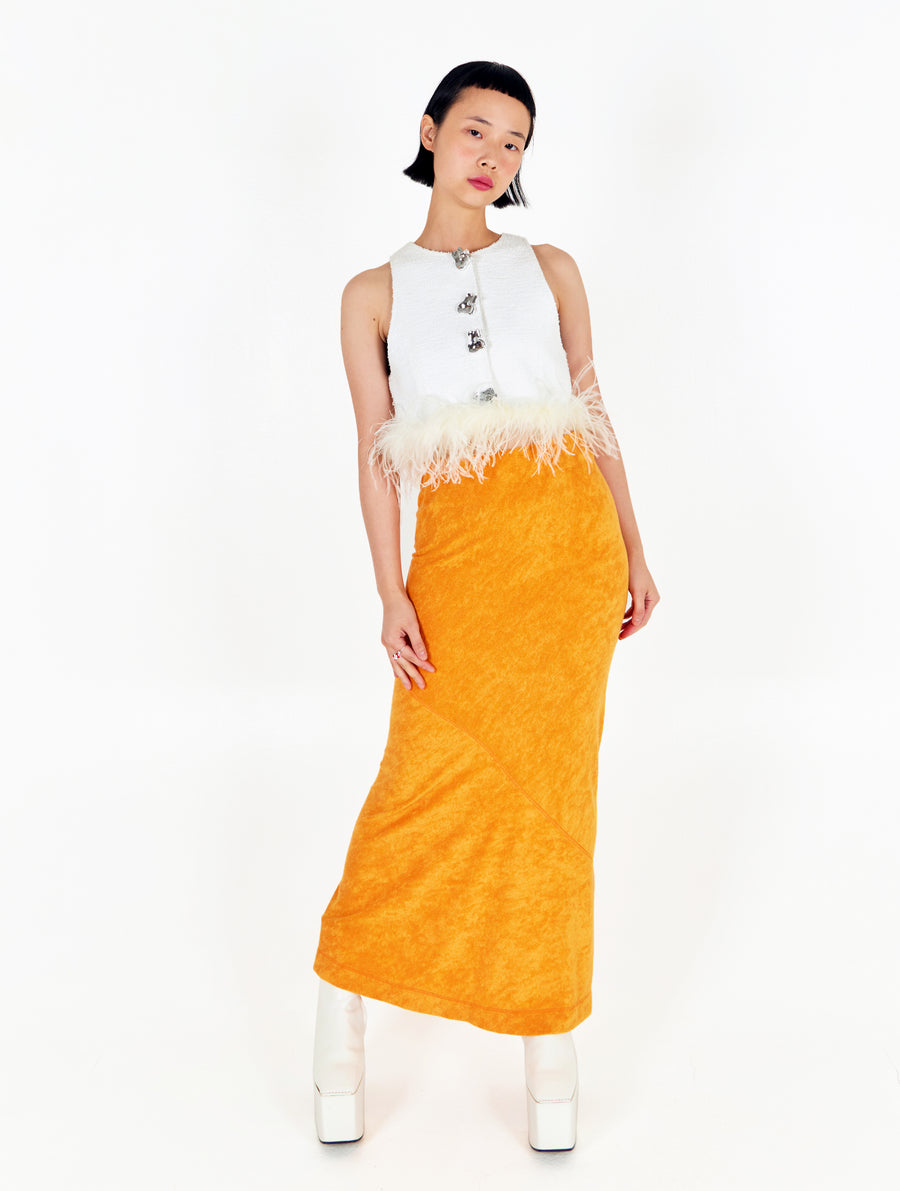Orange Towelling Spiral Skirt