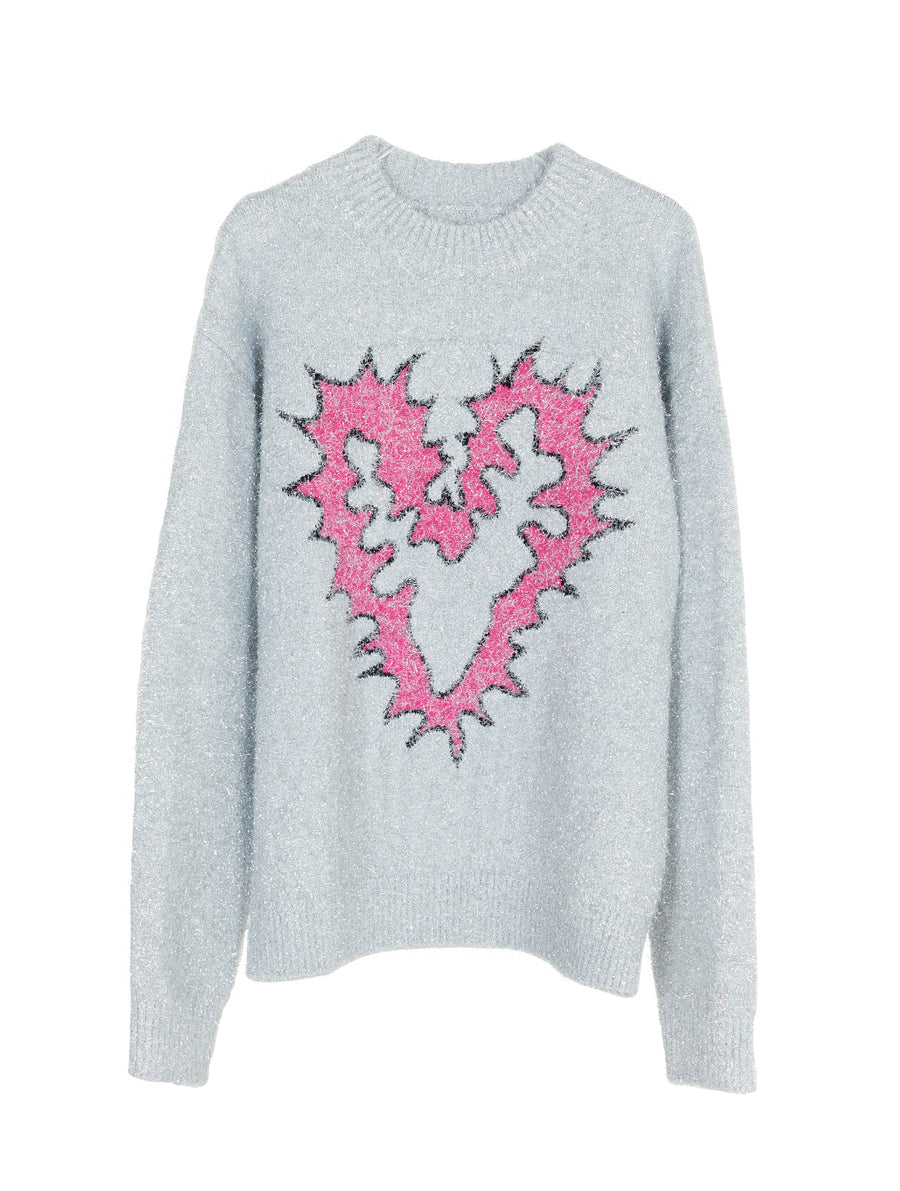 Oversized Spiky Heart Sparkling Sweater