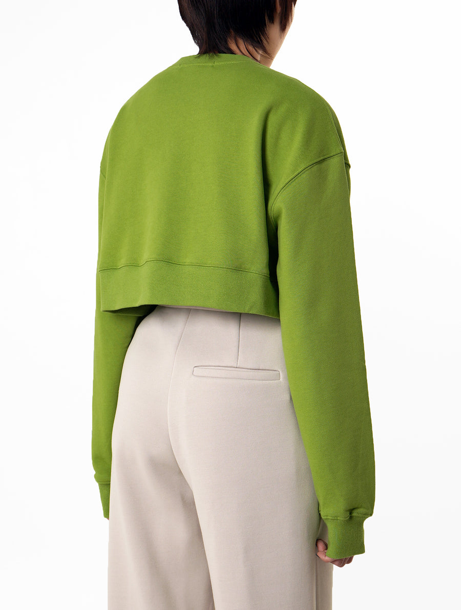 Green C Embroidered Cropped Sweatshirt