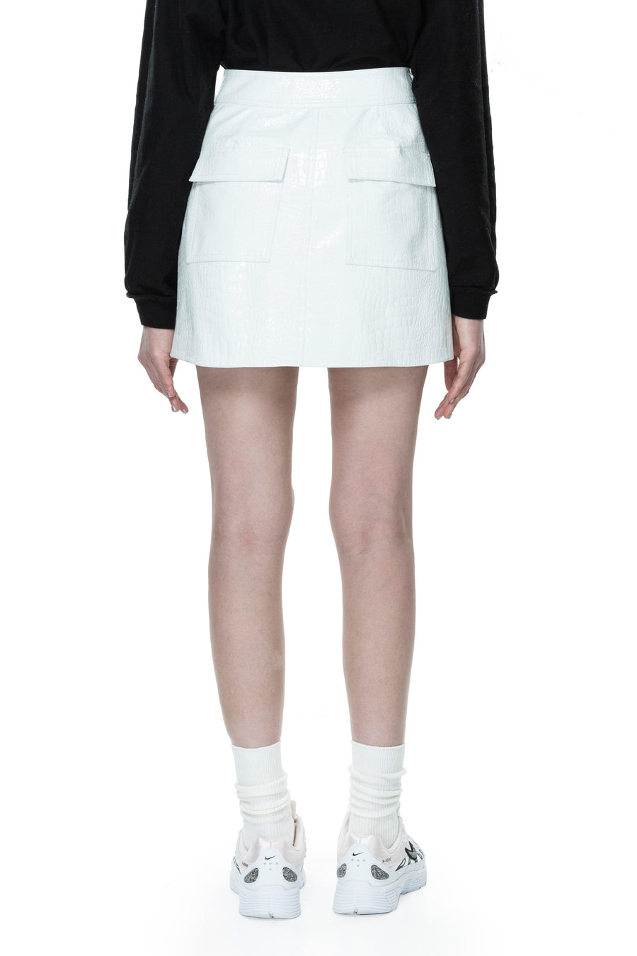 White Croc Patent Mini Skirt