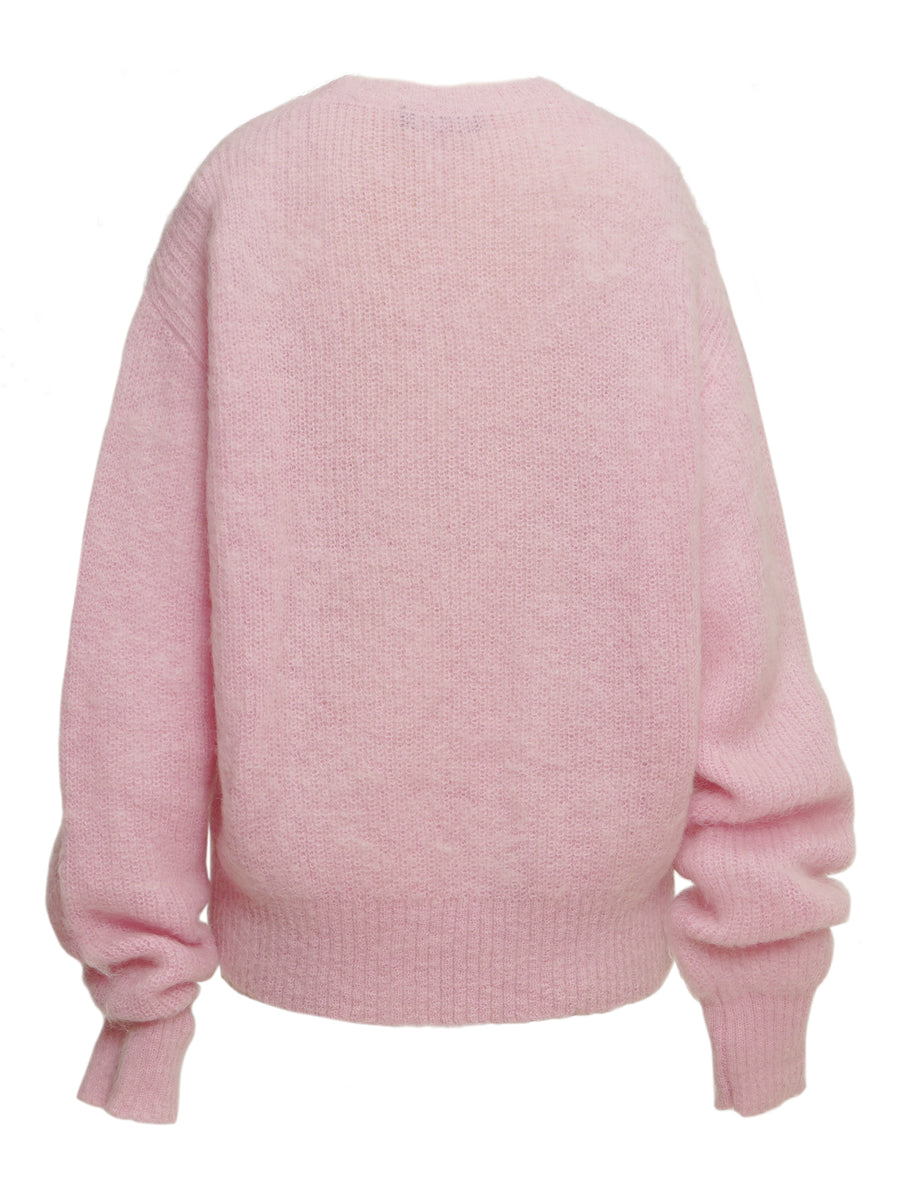Pink Heart Patch Mohair Sweater