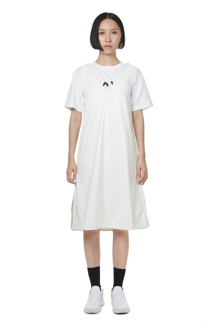 White Patent Slip Dress