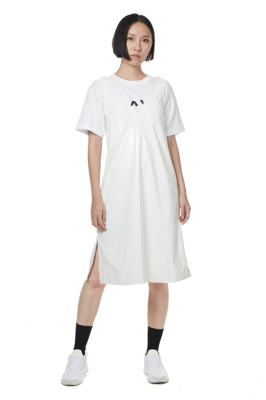 White Patent Slip Dress