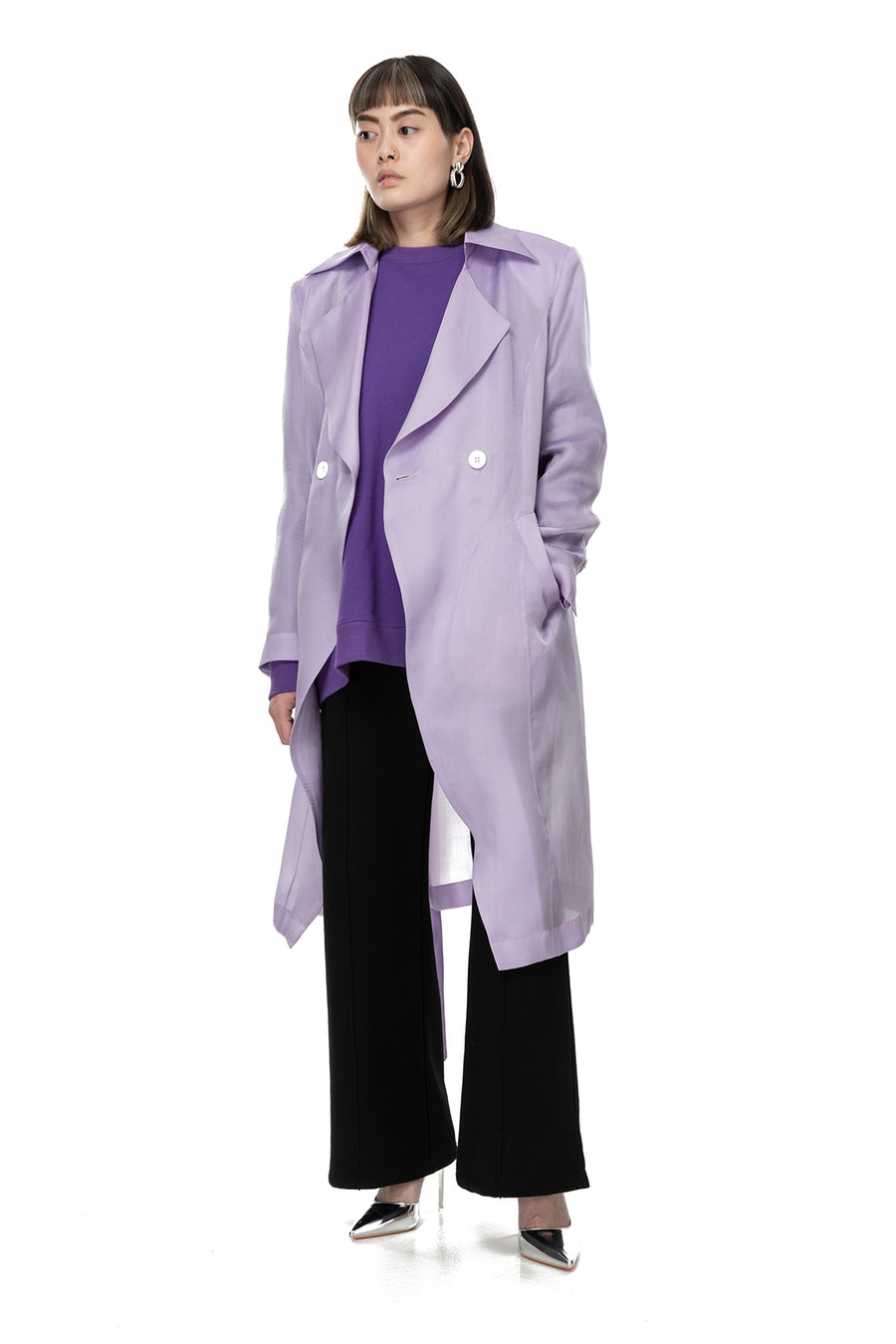 Silk Purple Foggy Trench Coat