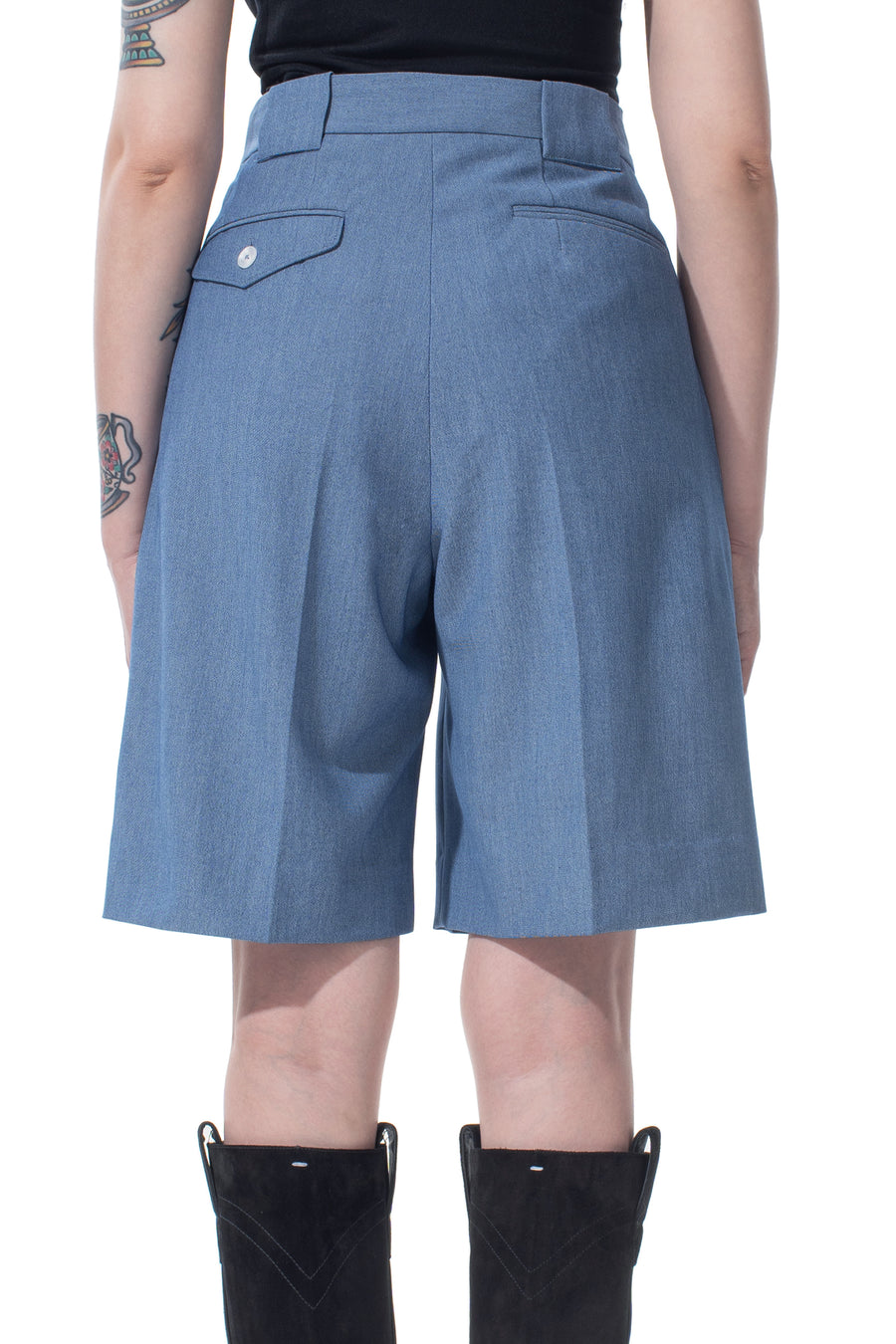 Blue Pleat Shorts