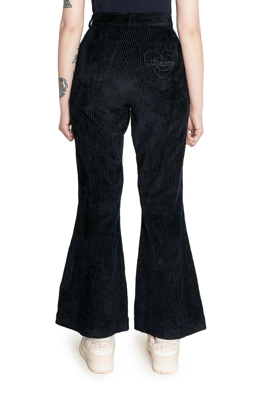 Black Corduroy Flare Trousers