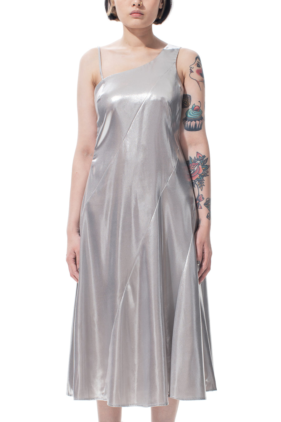 Silver Diagonal Panelled Dress