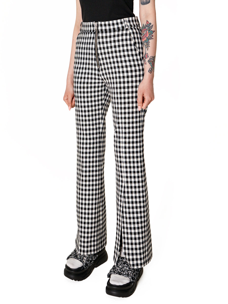 Checker Slits Tailored Trousers