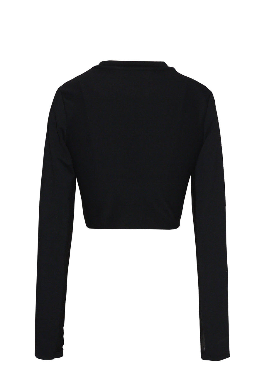 Black Yue Long Sleeve Cropped Top