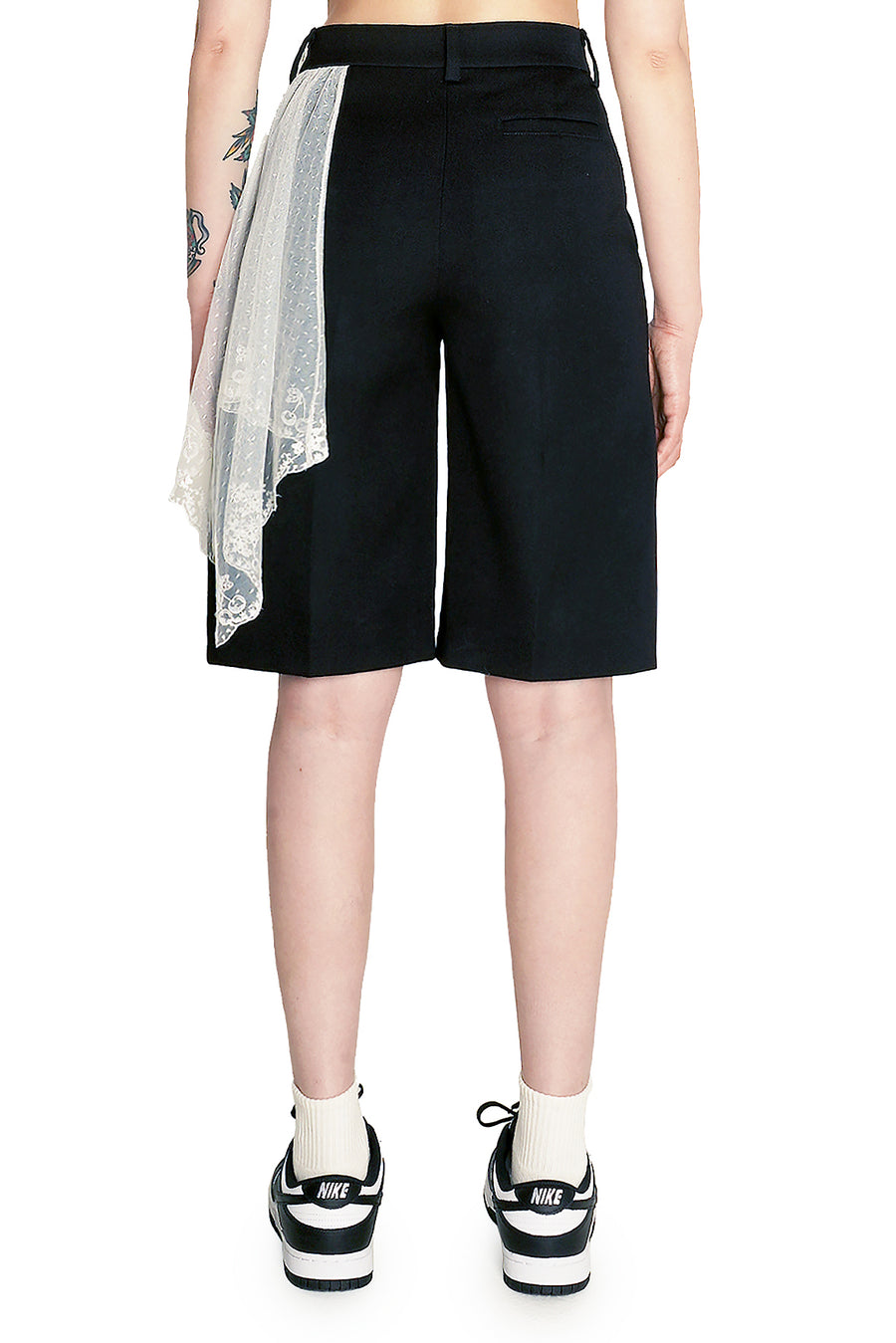 Black Scarf Suiting Shorts