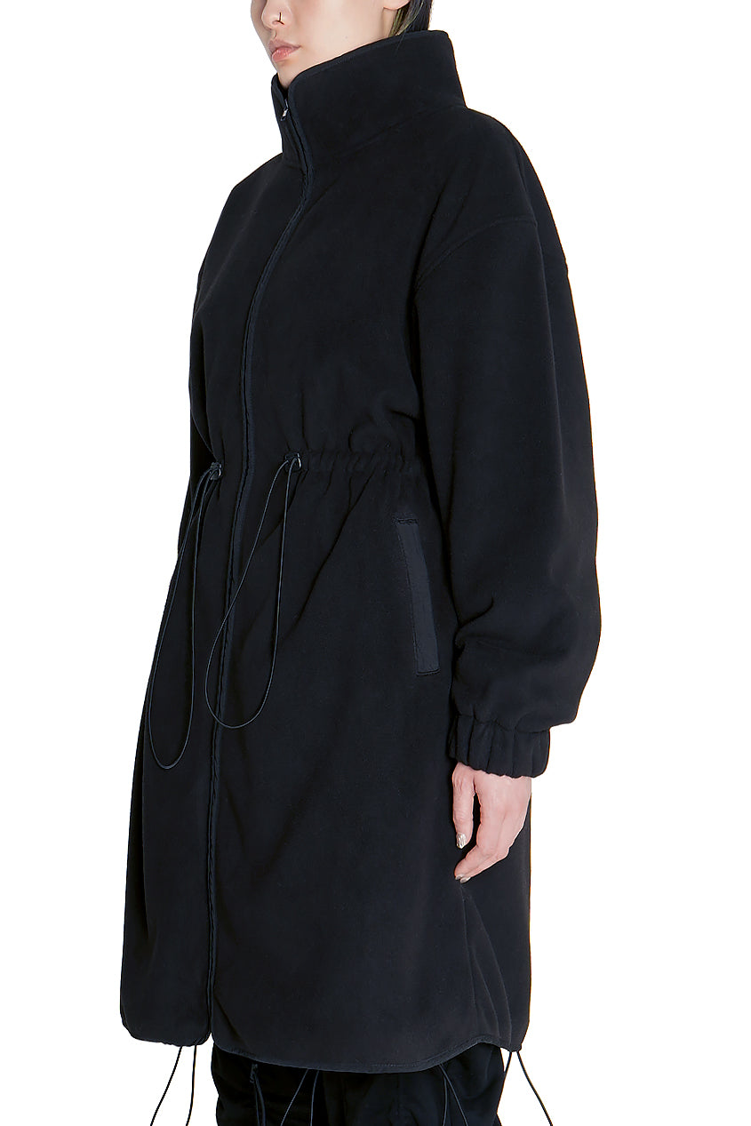 Black Fleece Heart Logo Midi Zip Up Coat